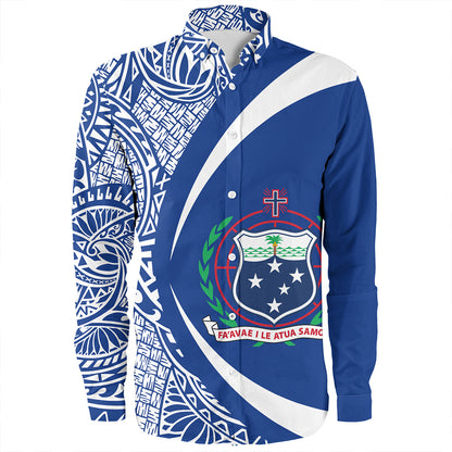 Samoa Long Sleeve Shirt Coat Of Arm Lauhala Rugby Circle