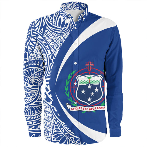Samoa Long Sleeve Shirt Coat Of Arm Lauhala Rugby Circle