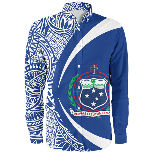 Samoa Long Sleeve Shirt Coat Of Arm Lauhala Rugby Circle