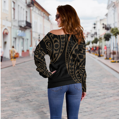 The Philippines Off Shoulder Sweatshirt Sun Kakau Style