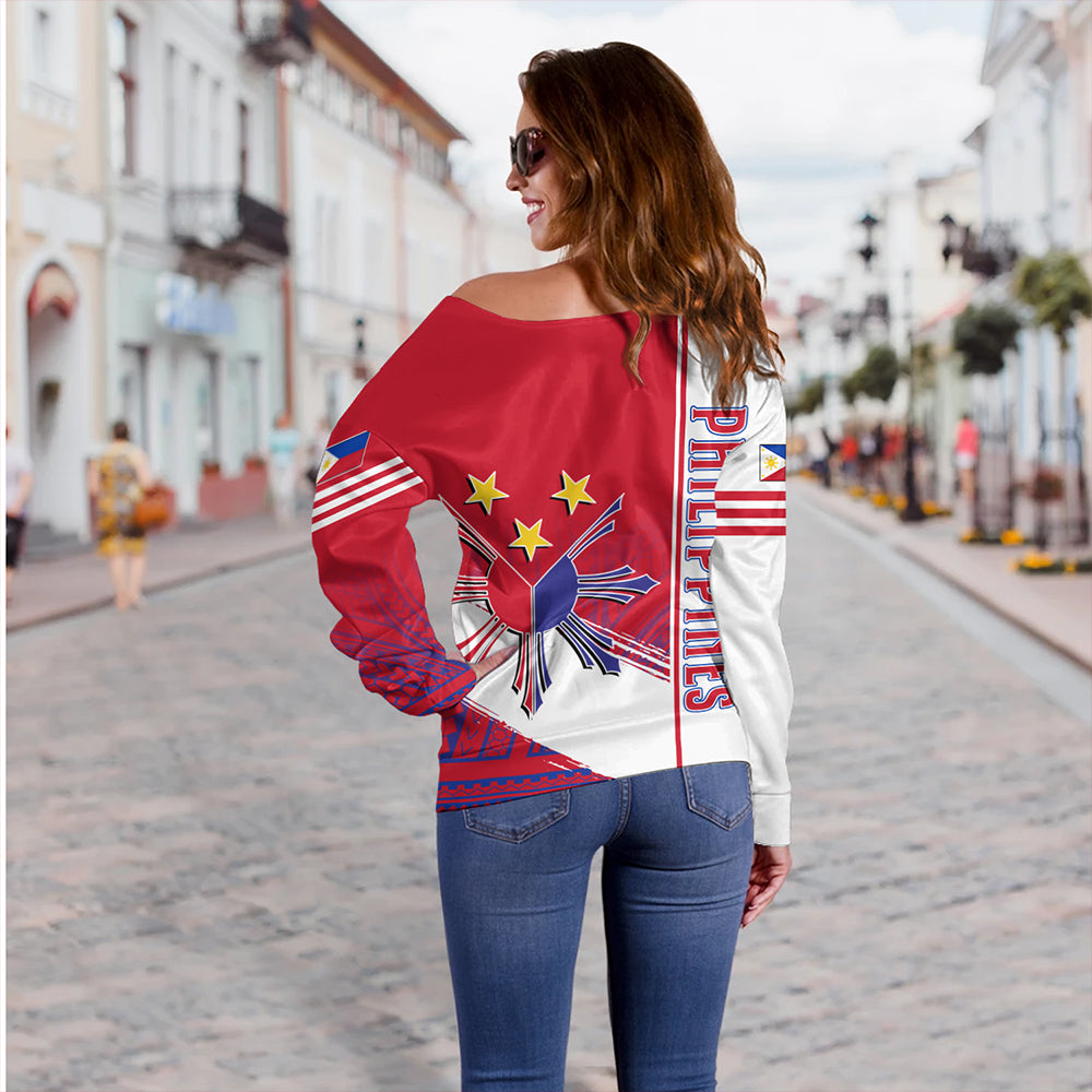Philippines Off Shoulder Sweatshirt Sun Star Quartar Style