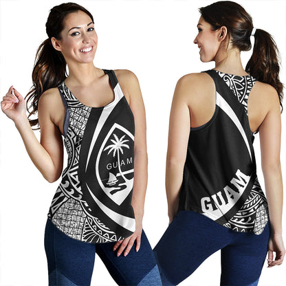 Guam Women Tank Coat Of Arm Lauhala White Circle