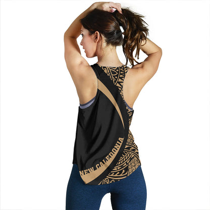 New Caledonia Women Tank Coat Of Arm Lauhala Gold Circle