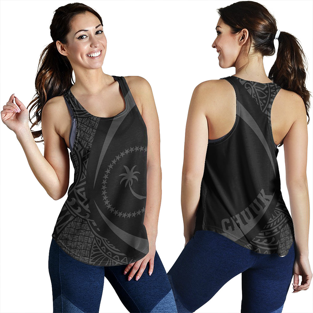Chuuk Women Tank Coat Of Arm Lauhala Gray Circle