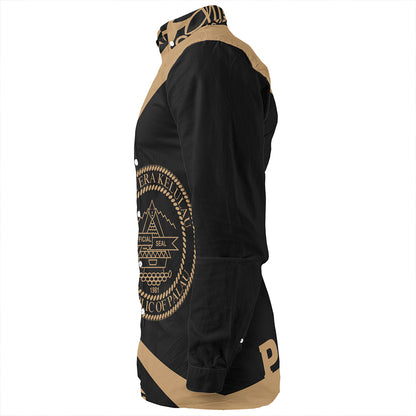 Palau Long Sleeve Shirt Coat Of Arm Lauhala Gold Circle