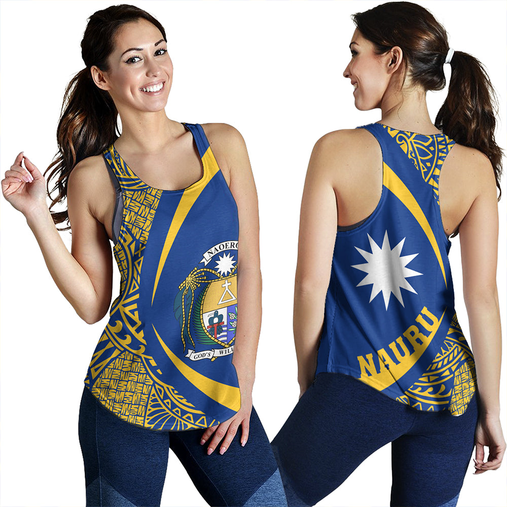 Nauru Women Tank Coat Of Arm Lauhala Circle