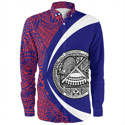 Samoa Long Sleeve Shirt American Samoa Coat Of Arm Lauhala Circle