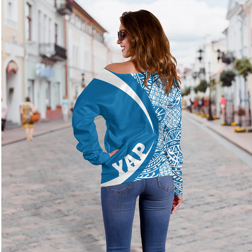 Yap Off Shoulder Sweatshirt Coat Of Arm Lauhala Circle
