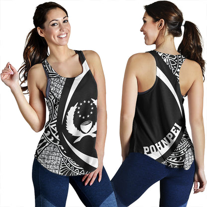 Pohnpei Women Tank Coat Of Arm Lauhala White Circle