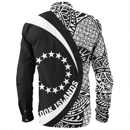 Cook Islands Long Sleeve Shirt Coat Of Arm Lauhala White Circle