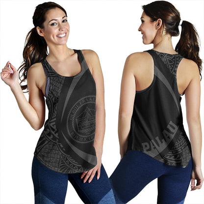 Palau Women Tank Coat Of Arm Lauhala Gray Circle