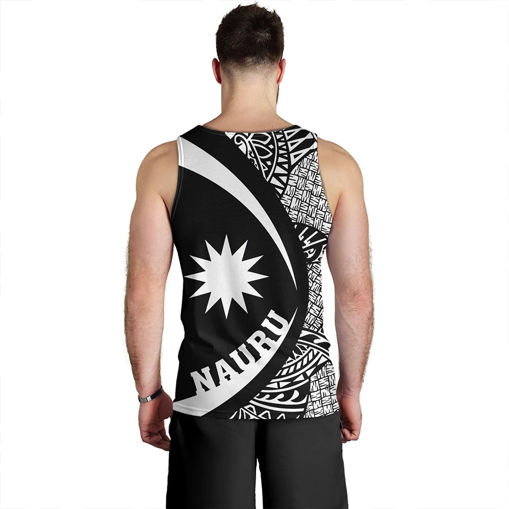 Nauru Tank Top Coat Of Arm Lauhala White Circle