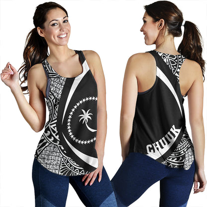 Chuuk Women Tank Coat Of Arm Lauhala White Circle