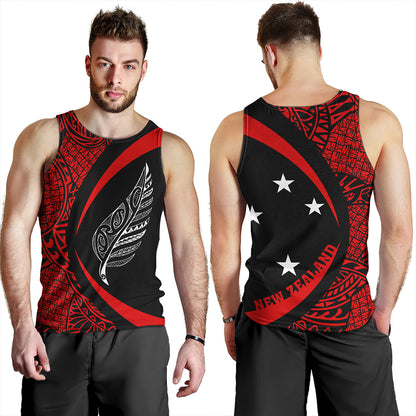 New Zealand Tank Top Silver Fern Maori Flag Lauhala Circle