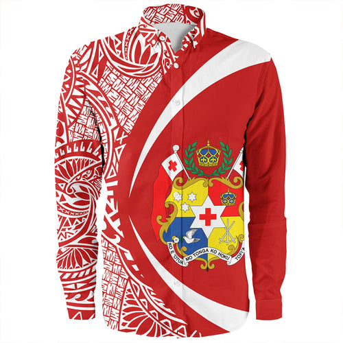 Tonga Long Sleeve Shirt Coat Of Arm Lauhala Circle