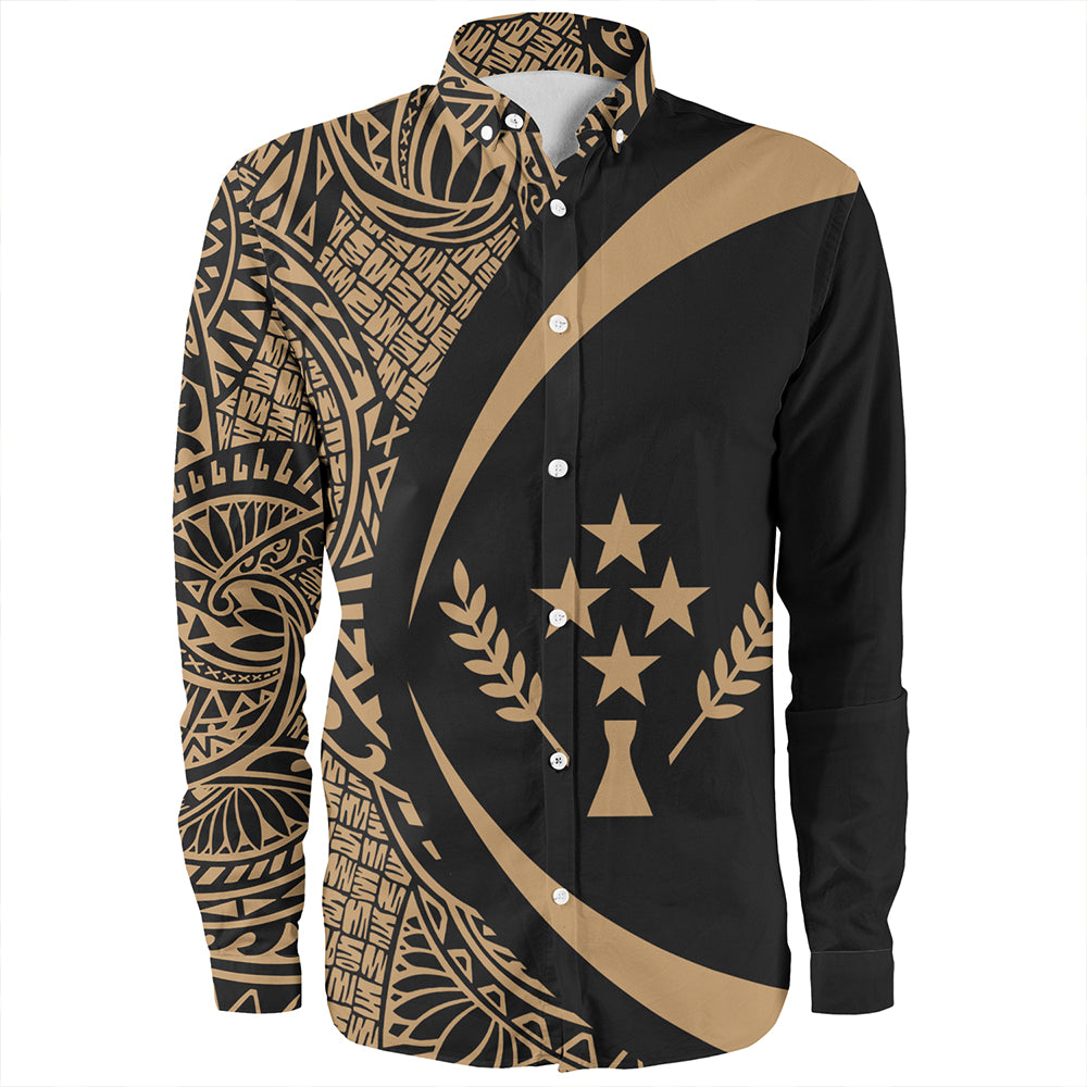 Kosrae Long Sleeve Shirt Coat Of Arm Lauhala Gold Circle