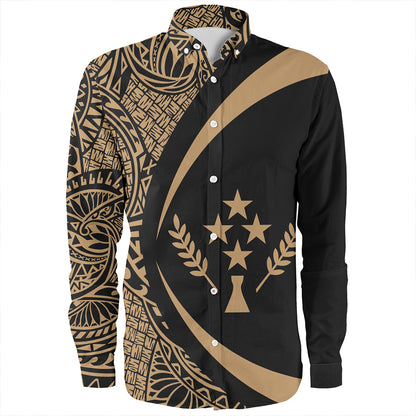 Kosrae Long Sleeve Shirt Coat Of Arm Lauhala Gold Circle