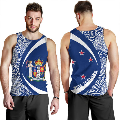 New Zealand Tank Top Coat Of Arm Lauhala White Circle