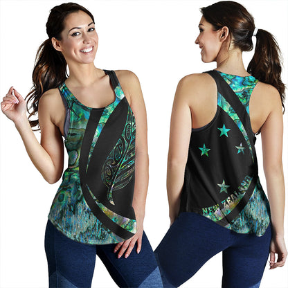 New Zealand Women Tank Silver Fern Papua Shell Circle
