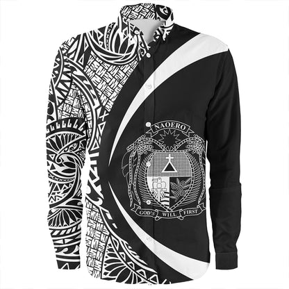 Nauru Long Sleeve Shirt Coat Of Arm Lauhala White Circle