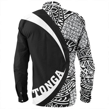 Tonga Long Sleeve Shirt Coat Of Arm Lauhala White Ver 2 Circle