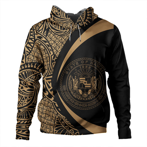 Hawaii Hoodie Coat Of Arm Lauhala Gold Circle
