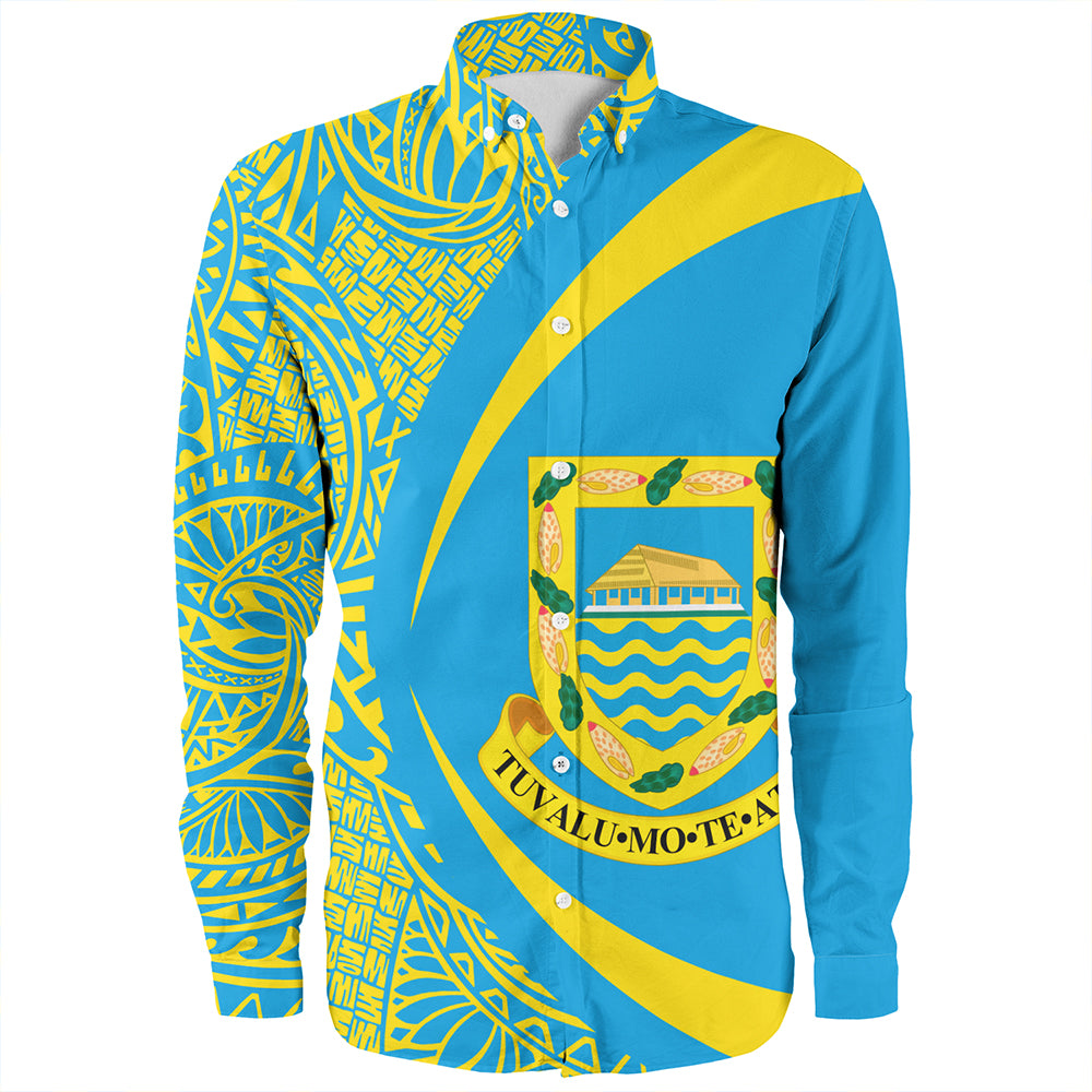 Tuvalu Long Sleeve Shirt Coat Of Arm Lauhala Circle