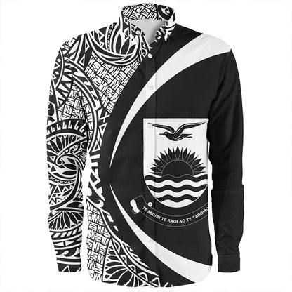 Kiribati Long Sleeve Shirt Coat Of Arm Lauhala White Circle