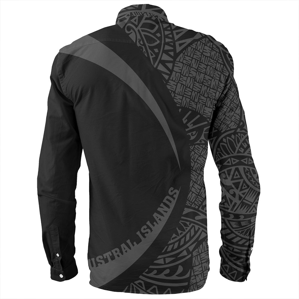 Austral Islands Long Sleeve Shirt Coat Of Arm Lauhala Gray Circle