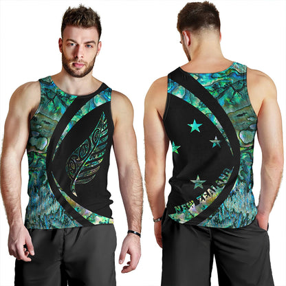 New Zealand Tank Top Silver Fern Papua Shell Circle