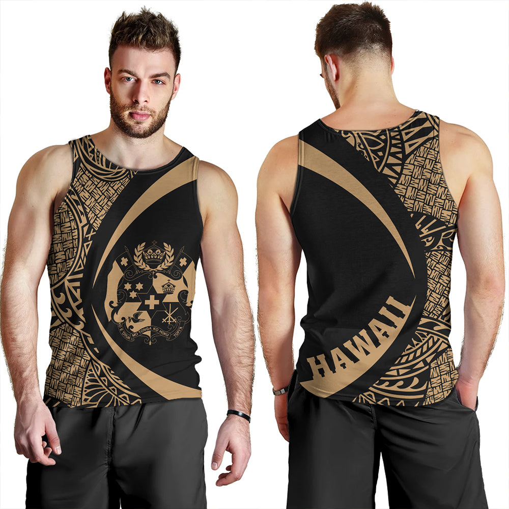 Tonga Tank Top Coat Of Arm Lauhala Gold Circle