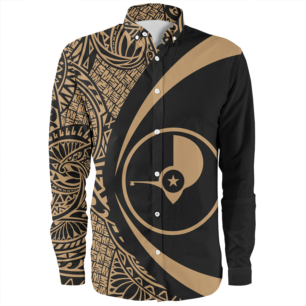 Yap Long Sleeve Shirt Coat Of Arm Lauhala Gold Circle