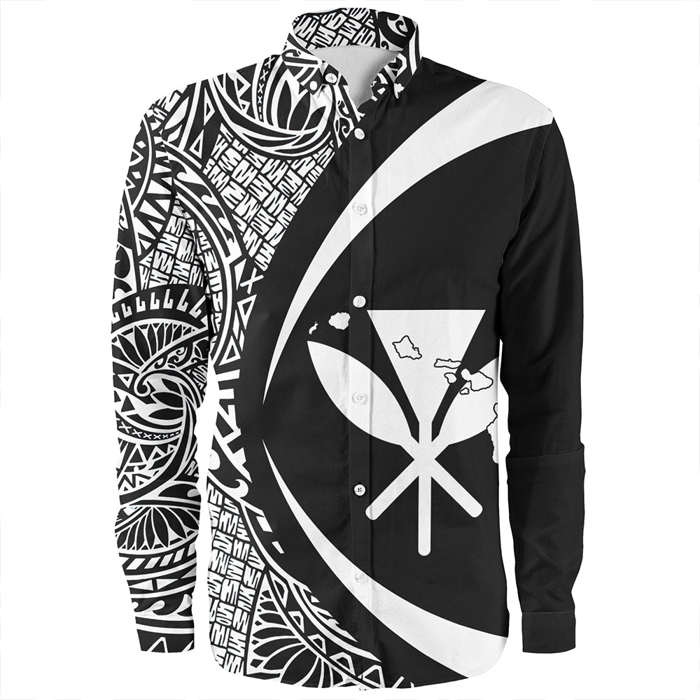 Hawaii Long Sleeve Shirt Kanaka Maoli Hawaiian Map Lauhala White Circle