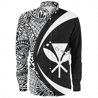 Hawaii Long Sleeve Shirt Kanaka Maoli Hawaiian Map Lauhala White Circle