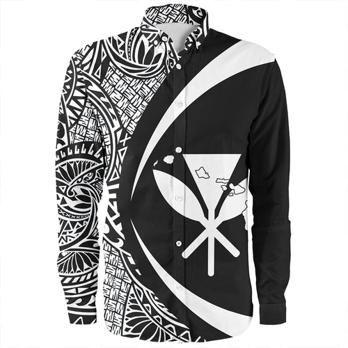 Hawaii Long Sleeve Shirt Kanaka Maoli Hawaiian Map Lauhala White Circle