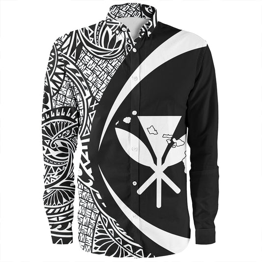 Hawaii Long Sleeve Shirt Kanaka Maoli Hawaiian Map Lauhala White Circle