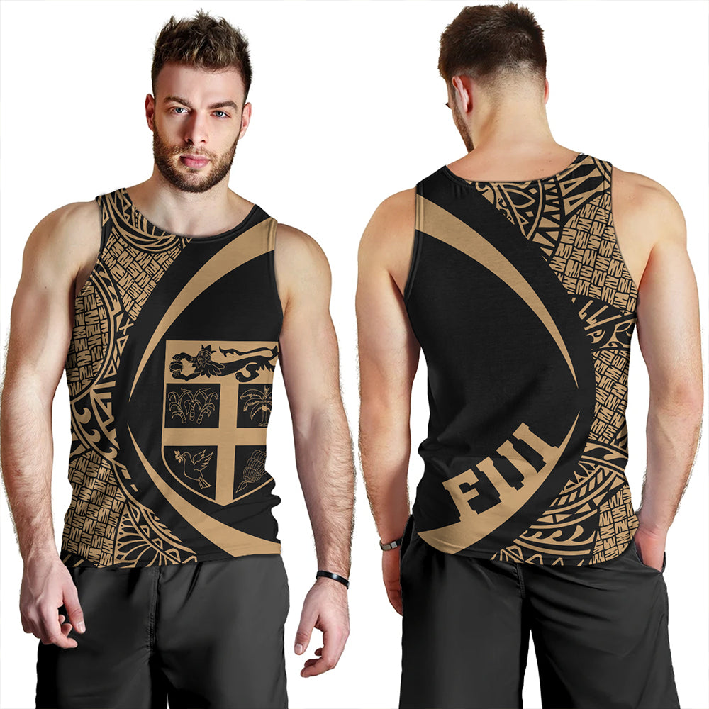 Fiji Tank Top Coat Of Arm Lauhala Gold Circle