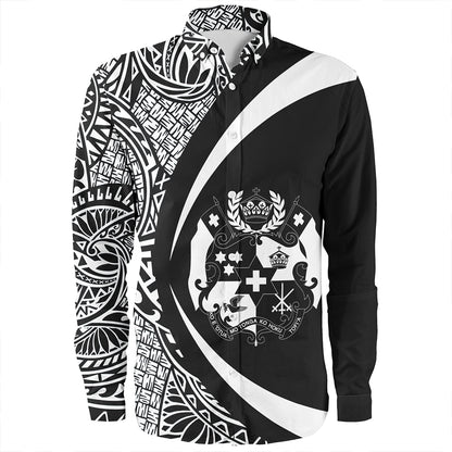 Tonga Long Sleeve Shirt Coat Of Arm Lauhala White Circle