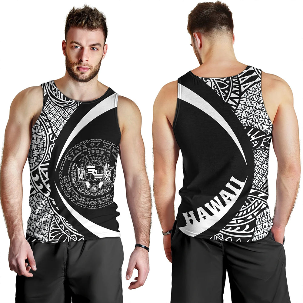 Hawaii Tank Top Coat Of Arm Lauhala White Circle