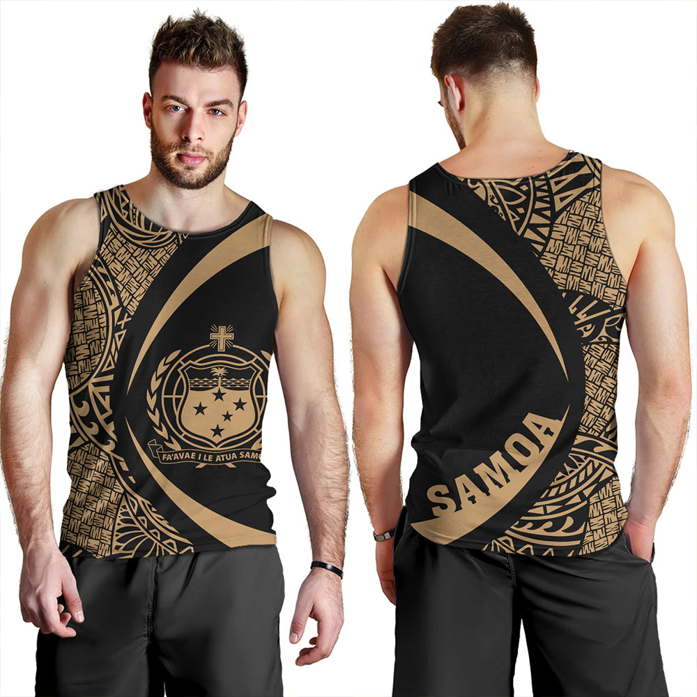 Samoa Tank Top Coat Of Arm Lauhala Gold Circle