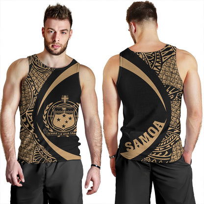 Samoa Tank Top Coat Of Arm Lauhala Gold Circle