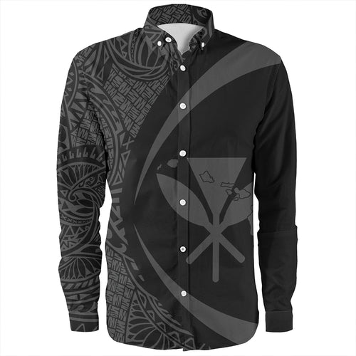 Hawaii Long Sleeve Shirt Kanaka Maoli Hawaiian Map Lauhala Gray Circle