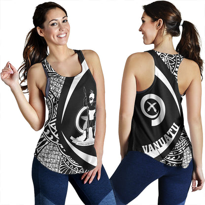Vanuatu Women Tank Coat Of Arm Lauhala White Circle