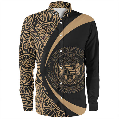 Hawaii Long Sleeve Shirt Coat Of Arm Lauhala Gold Circle