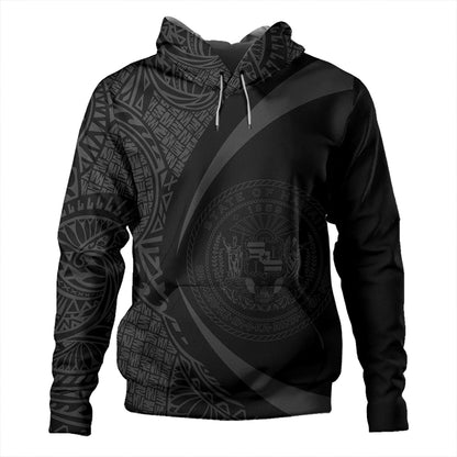 Hawaii Hoodie Coat Of Arm Lauhala Gray Circle