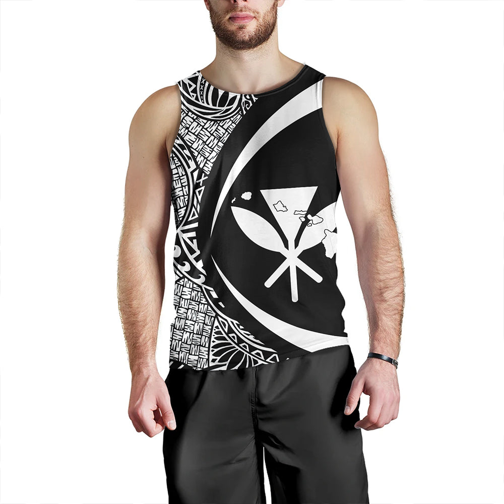 Hawaii Tank Top Kanaka Maoli Hawaiian Map Lauhala White Circle