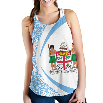 Fiji Women Tank Coat Of Arm Lauhala Circle