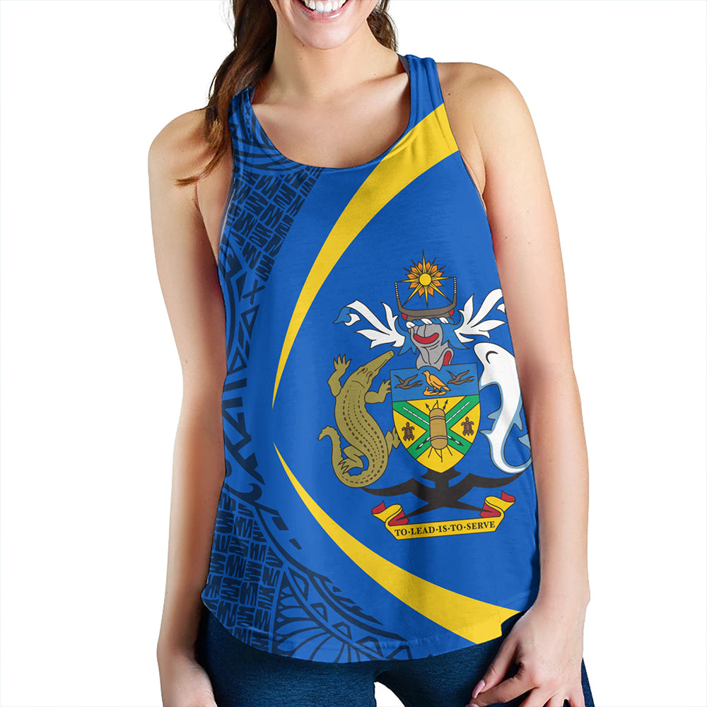 Solomon Islands Women Tank Coat Of Arm Lauhala Circle