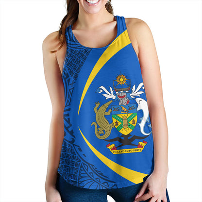 Solomon Islands Women Tank Coat Of Arm Lauhala Circle