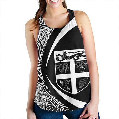 Fiji Women Tank Coat Of Arm Lauhala White Circle